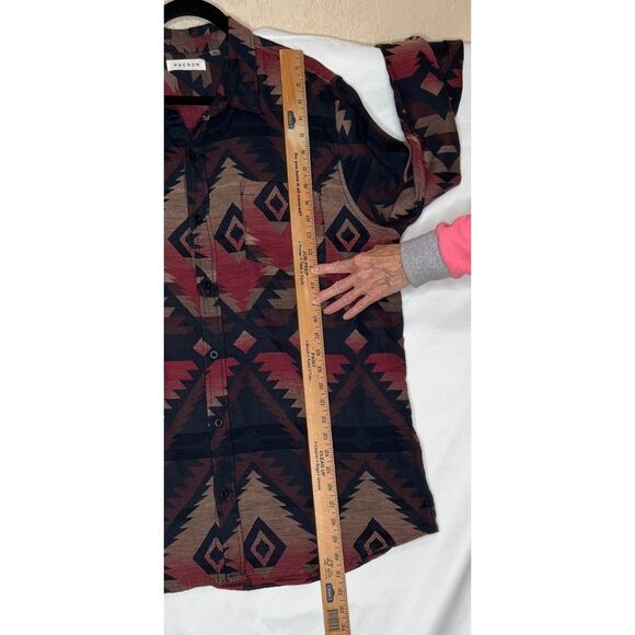 Pac Sun size XL shirt Aztec button up navy/burgundy rodeos festivals, Santa Fe - Picture 4 of 7
